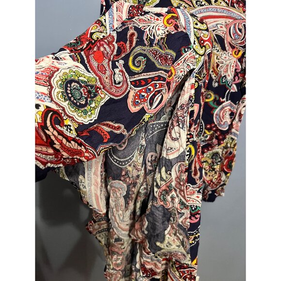 New York & Company Multi Color Paisley Long Sleeve Maxi Dress V Neck Size XL NWT - Picture 13 of 15